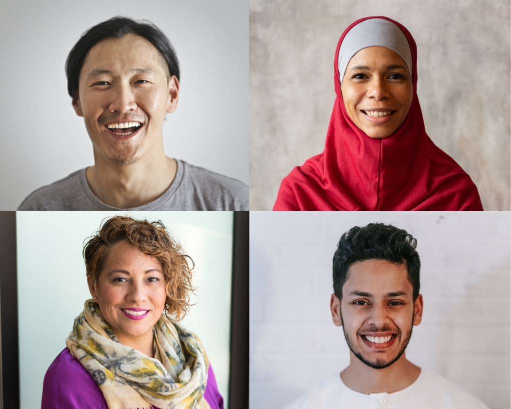 images of four diverse people smiling
