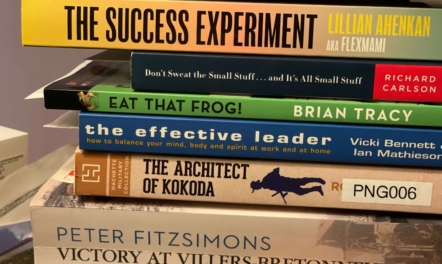 EOFY business books gift stacked